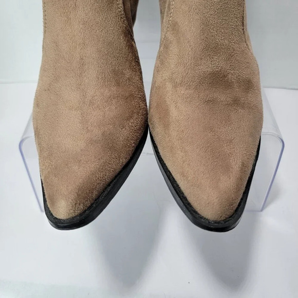 MaxMuxun Women's Chunky Heel Ankle Boots Western Booties Faux Leather Vegan - Picture 3 of 12